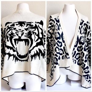 Tiger animal print open cardigan